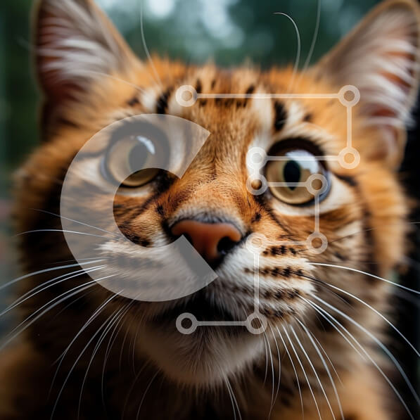 Intra Συλλεκτικό Ξύλινο Παζλ Plywood  4mm - Κοντινό πλάνο Πορτρέτο μιας γάτας με καφέ και πορτοκαλί παλτό Σε Ξύλινο Κουτί - Διαστάσεις: 10x10 cm – 25 κομμάτια