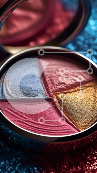 Intra Συλλεκτικό Ξύλινο Παζλ Plywood  4mm - Κοντινό πλάνο της παλέτας μακιγιάζ με ζωηρά χρώματα Σε Ξύλινο Κουτί - Διαστάσεις Puzzle: 10x10 cm – 25 κομμάτια