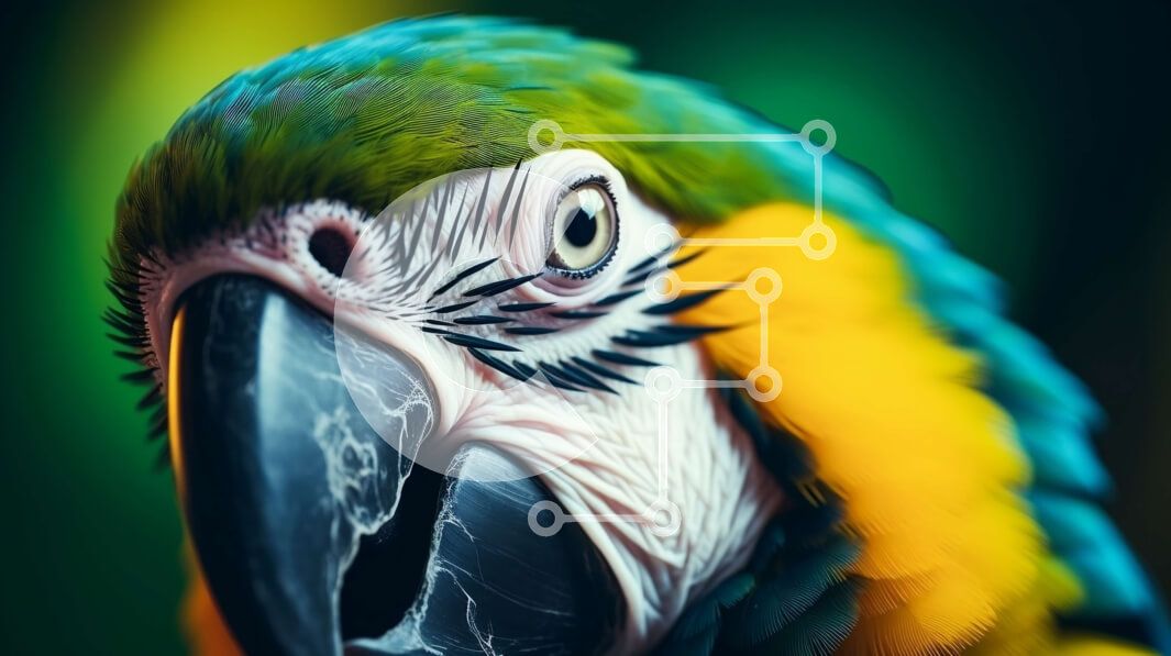 Σετ των 2 Intra Συλλεκτικό Ξύλινο Παζλ Plywood  4mm - Πολύχρωμος παπαγάλος που κοιτάζει επίμονα στην κάμερα Σε Ξύλινο Κουτί - Διαστάσεις: 10x10 cm – 25 κομμάτια