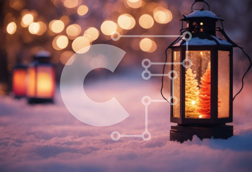 Intra Συλλεκτικό Ξύλινο Παζλ Plywood  4mm - Χριστουγεννιάτικα φανάρια στο χιόνι Σε Ξύλινο Κουτί - Διαστάσεις: 10x10 cm – 25 κομμάτια