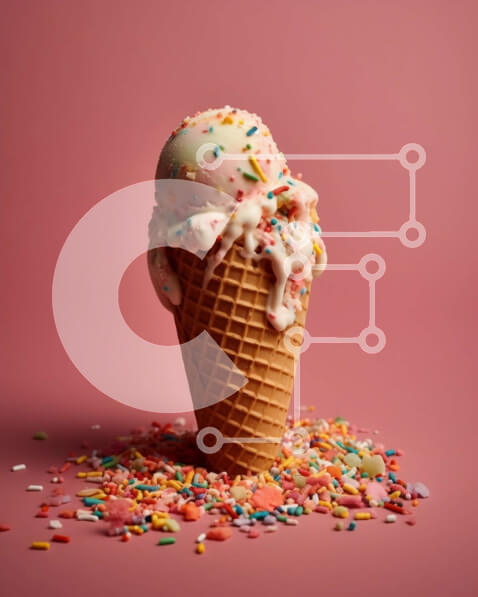 Σετ των 2 Intra Συλλεκτικό Ξύλινο Παζλ Plywood  4mm - Πολύχρωμο χωνάκι παγωτού με ψεκασμούς σε ροζ φόντο Σε Ξύλινο Κουτί - Διαστάσεις: 10x10 cm – 25 κομμάτια