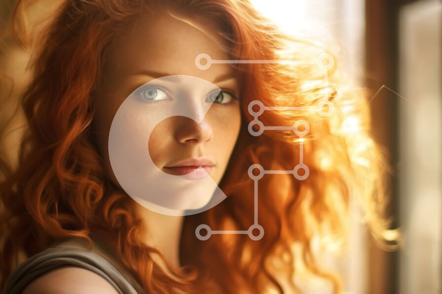 Intra Συλλεκτικό Ξύλινο Παζλ Plywood  4mm - Πανέμορφη νεαρή γυναίκα με φυσική λάμψη και κόκκινα μαλλιά Σε Ξύλινο Κουτί - Διαστάσεις Puzzle: 10x10 cm – 25 κομμάτια