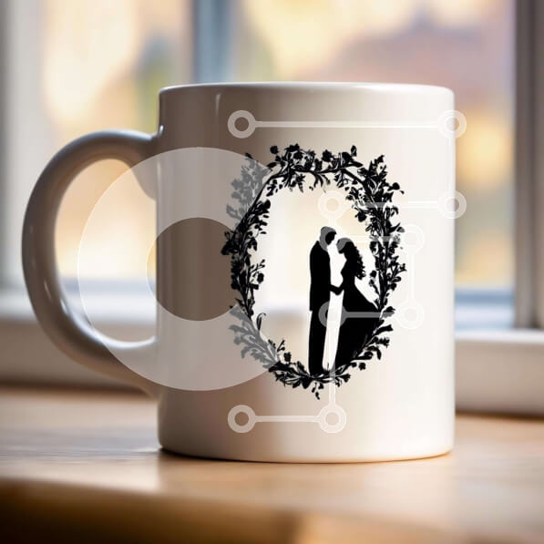 Intra Συλλεκτικό Ξύλινο Παζλ Plywood  4mm - Γιορτή αρραβώνων ή γάμου με κούπα καφέ και σιλουέτα του ζευγαριού Σε Ξύλινο Κουτί - Διαστάσεις: 10x10 cm – 25 κομμάτια