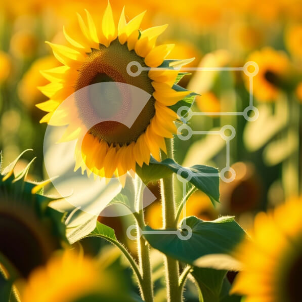 Intra Συλλεκτικό Ξύλινο Παζλ Plywood  4mm - Όμορφη σκηνή ηλιοβασιλέματος με ηλιοτρόπια σε ένα χωράφι Σε Ξύλινο Κουτί - Διαστάσεις: 10x10 cm – 25 κομμάτια