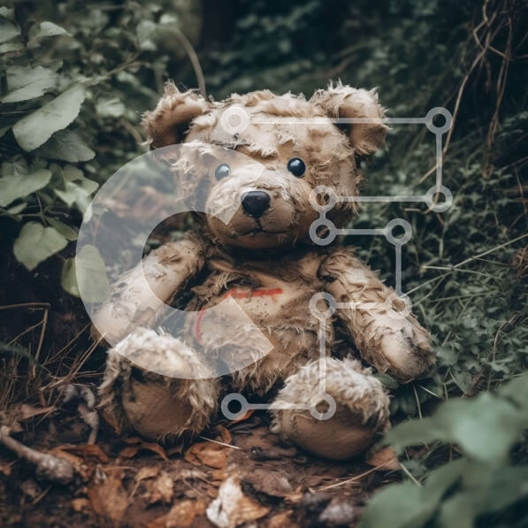 Intra Συλλεκτικό Ξύλινο Παζλ Plywood  4mm - Θλιμμένο και εγκαταλελειμμένο αρκουδάκι σε ένα φυσικό περιβάλλον Σε Ξύλινο Κουτί - Διαστάσεις: 10x10 cm – 25 κομμάτια