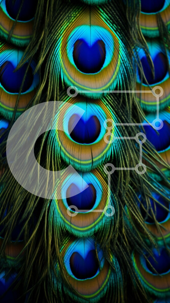 Σετ των 2 Intra Συλλεκτικό Ξύλινο Παζλ Plywood  4mm - Εκπληκτική κοντινή πλάνο από φτερά παγωνιού με μεταλλική λάμψη Σε Ξύλινο Κουτί - Διαστάσεις: 10x10 cm – 25 κομμάτια