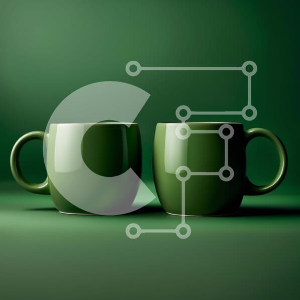 Intra Συλλεκτικό Ξύλινο Παζλ Plywood  4mm - Όμορφη εικόνα δύο πράσινων κούπες σε ένα τραπέζι Σε Ξύλινο Κουτί - Διαστάσεις: 10x10 cm – 25 κομμάτια