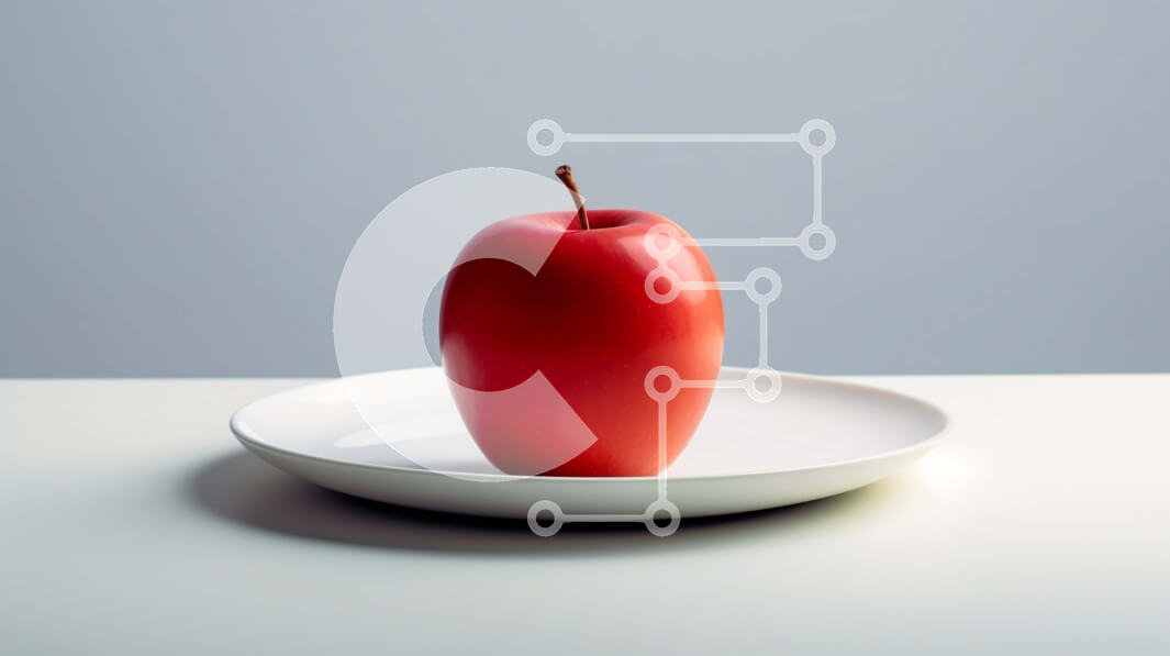 Σετ των 2 Intra Συλλεκτικό Ξύλινο Παζλ Plywood  4mm - Κόκκινο μήλο στο άσπρο πιάτο Στοκ Φωτογραφία Σε Ξύλινο Κουτί - Διαστάσεις: 10x10 cm – 25 κομμάτια