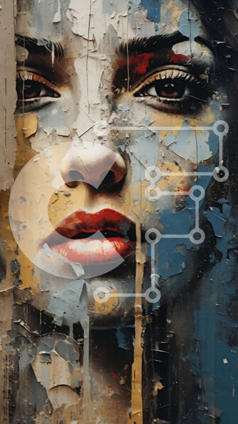 Intra Συλλεκτικό Ξύλινο Παζλ Plywood  4mm - Εφέ Peeling Paint στο πρόσωπο της γυναίκας Σε Ξύλινο Κουτί - Διαστάσεις Puzzle: 10x10 cm – 25 κομμάτια