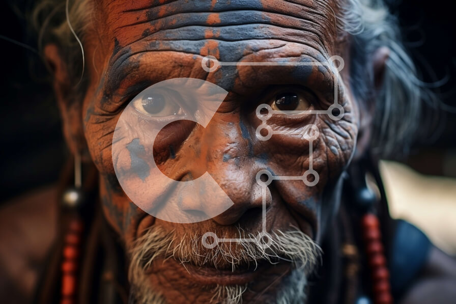 Intra Συλλεκτικό Ξύλινο Παζλ Plywood  4mm - Σοβαρό πορτρέτο ενός ηλικιωμένου με παραδοσιακή ενδυμασία Σε Ξύλινο Κουτί - Διαστάσεις Puzzle: 10x10 cm – 25 κομμάτια