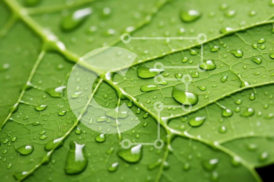 Intra Συλλεκτικό Ξύλινο Παζλ Plywood  4mm - Κοντινό πλάνο του πράσινου φύλλου με σταγονίδια νερού Σε Ξύλινο Κουτί - Διαστάσεις: 10x10 cm – 25 κομμάτια