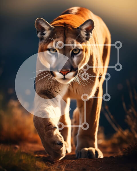 Σετ των 2 Intra Συλλεκτικό Ξύλινο Παζλ Plywood  4mm - Majestic Mountain Lion που περπατά σε χωματόδρομο στο ηλιοβασίλεμα Σε Ξύλινο Κουτί - Διαστάσεις: 10x10 cm – 25 κομμάτια