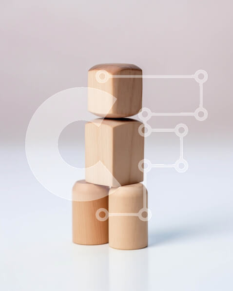 Intra Συλλεκτικό Ξύλινο Παζλ Plywood  4mm - Απλός και μινιμαλιστικός ξύλινος πύργος σε λευκή επιφάνεια Σε Ξύλινο Κουτί - Διαστάσεις: 10x10 cm – 25 κομμάτια