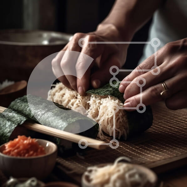 Σετ των 2 Intra Συλλεκτικό Ξύλινο Παζλ Plywood  4mm - Μάθετε πώς να φτιάξετε νόστιμα ρολά σούσι με ωμό ψάρι και λαχανικά Σε Ξύλινο Κουτί - Διαστάσεις: 10x10 cm – 25 κομμάτια