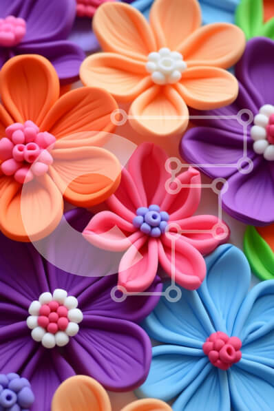 Σετ των 2 Intra Συλλεκτικό Ξύλινο Παζλ Plywood  4mm - Πολύχρωμα πλαστικά λουλούδια τοποθετημένα σε κύκλο Σε Ξύλινο Κουτί - Διαστάσεις: 10x10 cm – 25 κομμάτια