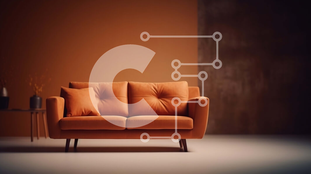 Intra Συλλεκτικό Ξύλινο Παζλ Plywood  4mm - Πορτοκαλί καναπές σε ένα άνετο σαλόνι Σε Ξύλινο Κουτί - Διαστάσεις Puzzle: 10x10 cm – 25 κομμάτια