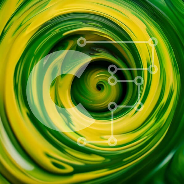 Intra Συλλεκτικό Ξύλινο Παζλ Plywood  4mm - Στροβιλιζόμενο πράσινο και κίτρινο αφηρημένο σχέδιο Σε Ξύλινο Κουτί - Διαστάσεις Puzzle: 10x10 cm – 25 κομμάτια