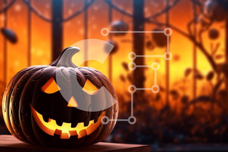 Intra Συλλεκτικό Ξύλινο Παζλ Plywood  4mm - Λαμπερή κολοκύθα αποκριών στο σκοτάδι Σε Ξύλινο Κουτί - Διαστάσεις Puzzle: 10x10 cm – 25 κομμάτια