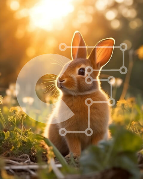 Σετ των 2 Intra Συλλεκτικό Ξύλινο Παζλ Plywood  4mm - Όμορφη εικόνα ενός μικρού καφέ κουνελιού στο ηλιοβασίλεμα Σε Ξύλινο Κουτί - Διαστάσεις: 10x10 cm – 25 κομμάτια