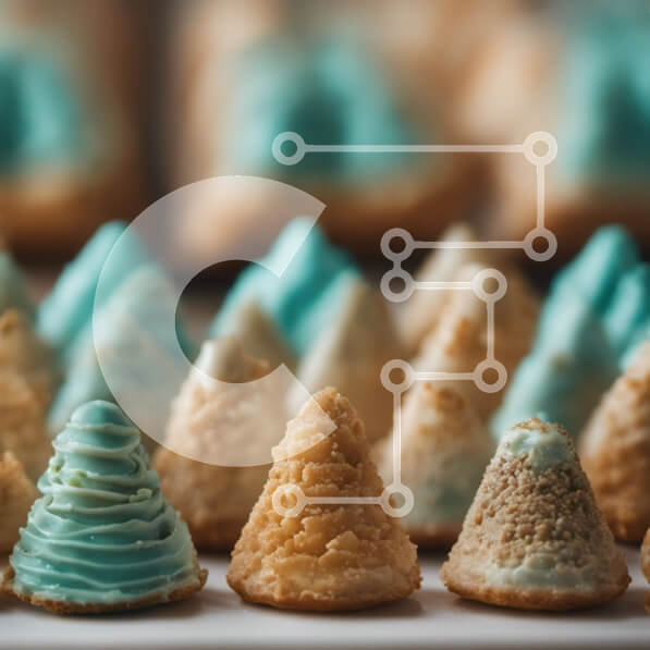 Σετ των 2 Intra Συλλεκτικό Ξύλινο Παζλ Plywood  4mm - Πιάτο με μικρά μπλε αρτοσκευάσματα με λευκό πάγωμα Σε Ξύλινο Κουτί - Διαστάσεις: 10x10 cm – 25 κομμάτια