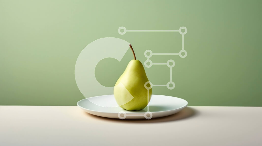 Σετ των 2 Intra Συλλεκτικό Ξύλινο Παζλ Plywood  4mm - Πράσινο αχλάδι στο άσπρο πιάτο Σε Ξύλινο Κουτί - Διαστάσεις: 10x10 cm – 25 κομμάτια