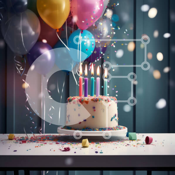 Σετ των 2 Intra Συλλεκτικό Ξύλινο Παζλ Plywood  4mm - Πολύχρωμη γιορτή γενεθλίων με τούρτα και μπαλόνια Σε Ξύλινο Κουτί - Διαστάσεις: 10x10 cm – 25 κομμάτια