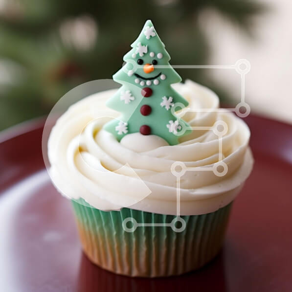 Σετ των 2 Intra Συλλεκτικό Ξύλινο Παζλ Plywood  4mm - Πράσινο χριστουγεννιάτικο δέντρο Cupcake Σε Ξύλινο Κουτί - Διαστάσεις: 10x10 cm – 25 κομμάτια