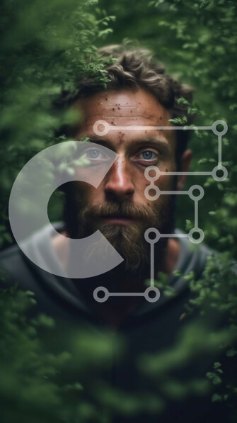 Intra Συλλεκτικό Ξύλινο Παζλ Plywood  4mm - Σοβαρός άνδρας με κουκούλα που στέκεται στο μυστηριώδες πυκνό δάσος Σε Ξύλινο Κουτί - Διαστάσεις Puzzle: 10x10 cm – 25 κομμάτια