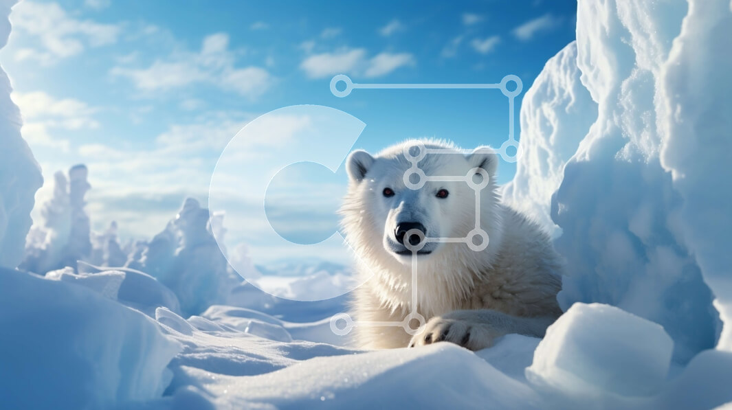 Intra Συλλεκτικό Ξύλινο Παζλ Plywood  4mm - Πολική αρκούδα που στέκεται στον πάγο στο χιονισμένο τοπίο Σε Ξύλινο Κουτί - Διαστάσεις: 10x10 cm – 25 κομμάτια