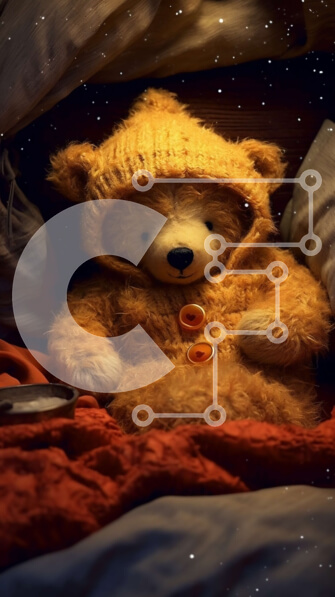 Intra Συλλεκτικό Ξύλινο Παζλ Plywood  4mm - Χαριτωμένο αρκουδάκι που κάθεται σε ένα κρεβάτι με κίτρινο φούτερ Σε Ξύλινο Κουτί - Διαστάσεις: 10x10 cm – 25 κομμάτια