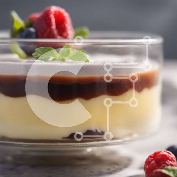 Σετ των 2 Intra Συλλεκτικό Ξύλινο Παζλ Plywood  4mm - Νόστιμο επιδόρπιο πουτίγκας με μούρα και φύλλα μέντας Σε Ξύλινο Κουτί - Διαστάσεις: 10x10 cm – 25 κομμάτια