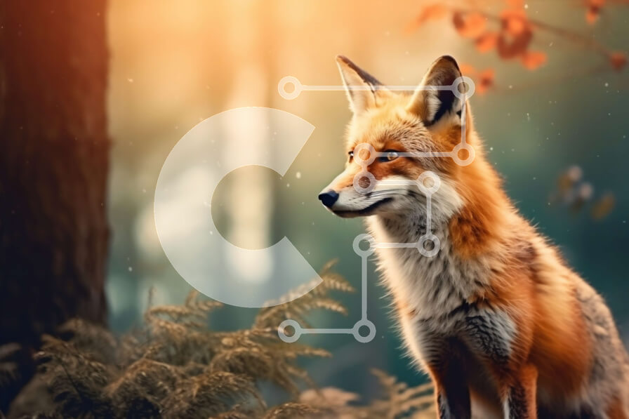 Intra Συλλεκτικό Ξύλινο Παζλ Plywood  4mm - Εκπληκτική εικόνα μιας κόκκινης αλεπούς σε ένα ξέφωτο δάσους με φθινοπωρινό φύλλωμα Σε Ξύλινο Κουτί - Διαστάσεις: 10x10 cm – 25 κομμάτια