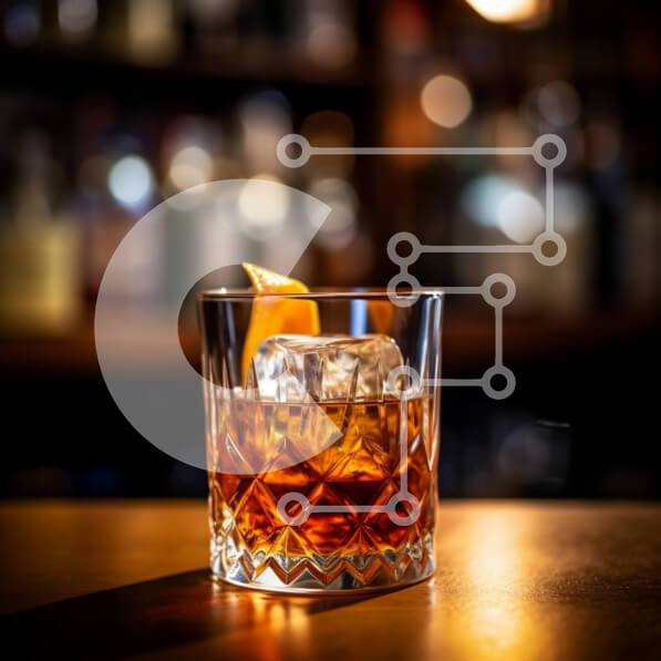 Σετ των 2 Intra Συλλεκτικό Ξύλινο Παζλ Plywood  4mm - Σκούρο και νόστιμο κοκτέιλ ουίσκι με γαρνιτούρα πορτοκαλιού Σε Ξύλινο Κουτί - Διαστάσεις: 10x10 cm – 25 κομμάτια