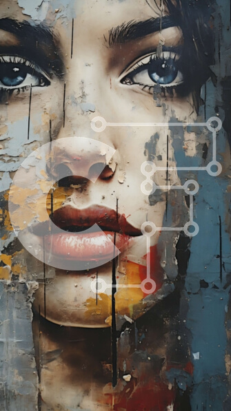 Intra Συλλεκτικό Ξύλινο Παζλ Plywood  4mm - Puzzle με Θέμα Abstract Art: Γυναικείο πρόσωπο που αναδύεται από το Peeling Paint Σε Ξύλινο Κουτί - Διαστάσεις Puzzle: 10x10 cm – 25 κομμάτια