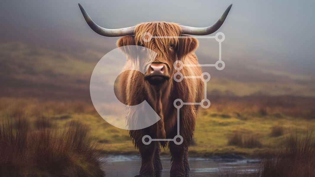 Intra Συλλεκτικό Ξύλινο Παζλ Plywood  4mm - Μελαγχολική αγελάδα σε ένα ομιχλώδες και συννεφιασμένο χωράφι Σε Ξύλινο Κουτί - Διαστάσεις: 10x10 cm – 25 κομμάτια