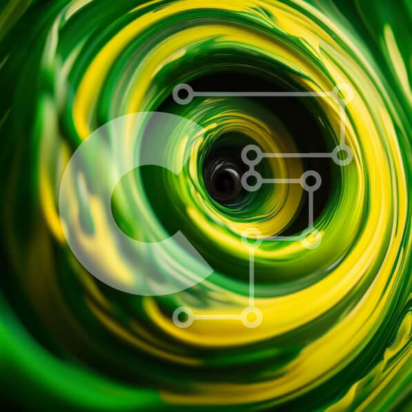 Intra Συλλεκτικό Ξύλινο Παζλ Plywood  4mm - Αφηρημένο Έργο Τέχνης: Περιστρεφόμενη δίνη πράσινου και κίτρινου χρώματος Σε Ξύλινο Κουτί - Διαστάσεις Puzzle: 10x10 cm – 25 κομμάτια