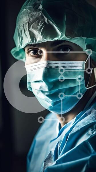 Intra Συλλεκτικό Ξύλινο Παζλ Plywood  4mm - Σοβαρός χειρουργός με μπλε μάσκα και γάντια Σε Ξύλινο Κουτί - Διαστάσεις Puzzle: 10x10 cm – 25 κομμάτια