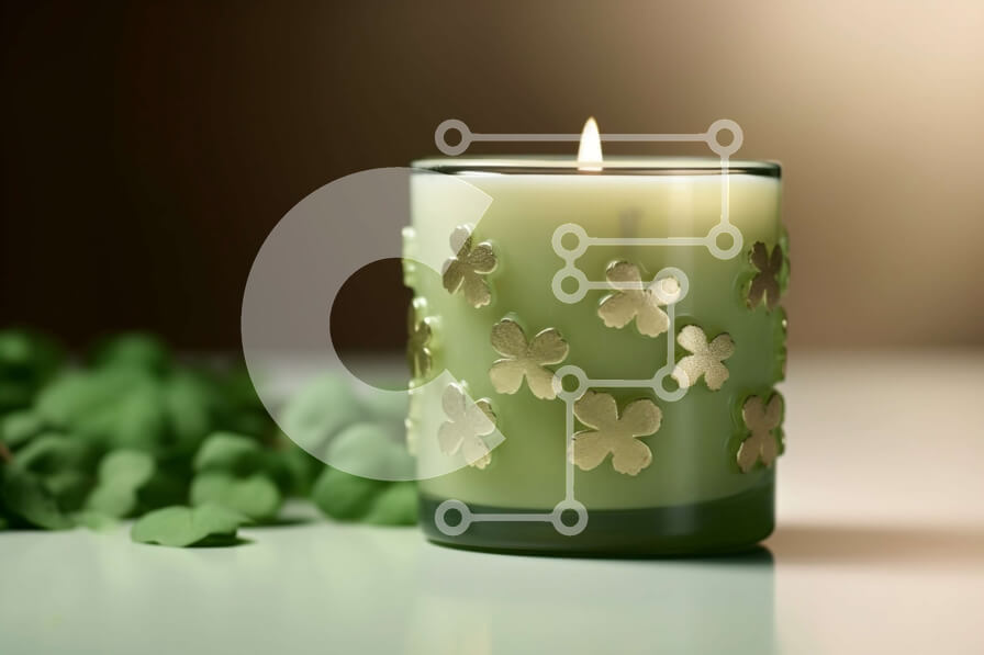 Intra Συλλεκτικό Ξύλινο Παζλ Plywood  4mm - Αναμμένο πράσινο κερί με σχέδιο τριφύλλι Σε Ξύλινο Κουτί - Διαστάσεις: 10x10 cm – 25 κομμάτια