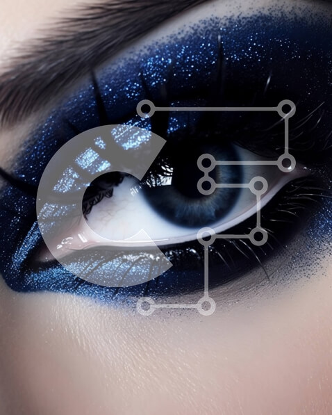 Intra Συλλεκτικό Ξύλινο Παζλ Plywood  4mm - Υπέροχο κοντινό μάτι μιας γυναίκας με μπλε σκιά ματιών και ψεύτικες βλεφαρίδες Σε Ξύλινο Κουτί - Διαστάσεις Puzzle: 10x10 cm – 25 κομμάτια