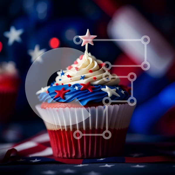 Intra Συλλεκτικό Ξύλινο Παζλ Plywood  4mm - Λαχταριστό πατριωτικό cupcake με ντεκόρ με αμερικανική σημαία Σε Ξύλινο Κουτί - Διαστάσεις: 10x10 cm – 25 κομμάτια