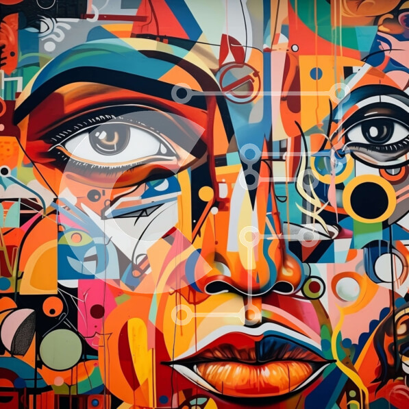 Σετ των 2 Intra Συλλεκτικό Ξύλινο Παζλ Plywood  4mm - Ζωντανό πορτρέτο μιας γυναίκας με πολύχρωμο φόντο Σε Ξύλινο Κουτί - Διαστάσεις: 10x10 cm – 25 κομμάτια