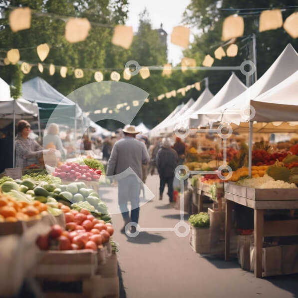 Σετ των 2 Intra Συλλεκτικό Ξύλινο Παζλ Plywood  4mm - Υπαίθρια αγορά με φρέσκα φρούτα και λαχανικά Σε Ξύλινο Κουτί - Διαστάσεις: 10x10 cm – 25 κομμάτια