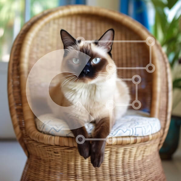 Intra Συλλεκτικό Ξύλινο Παζλ Plywood  4mm - Αξιολάτρευτη εικόνα της γάτας που κάθεται σε ψάθινη καρέκλα Σε Ξύλινο Κουτί - Διαστάσεις: 10x10 cm – 25 κομμάτια