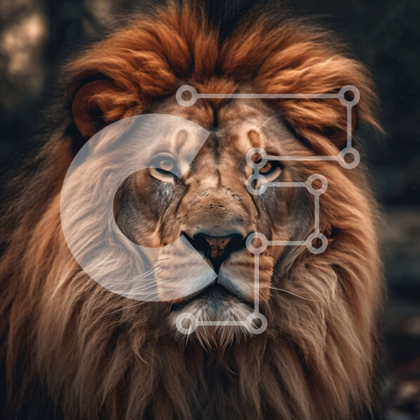 Intra Συλλεκτικό Ξύλινο Παζλ Plywood  4mm - Ισχυρή εικόνα ενός λιονταριού που κοιτάζει κατευθείαν την κάμερα Σε Ξύλινο Κουτί - Διαστάσεις: 10x10 cm – 25 κομμάτια