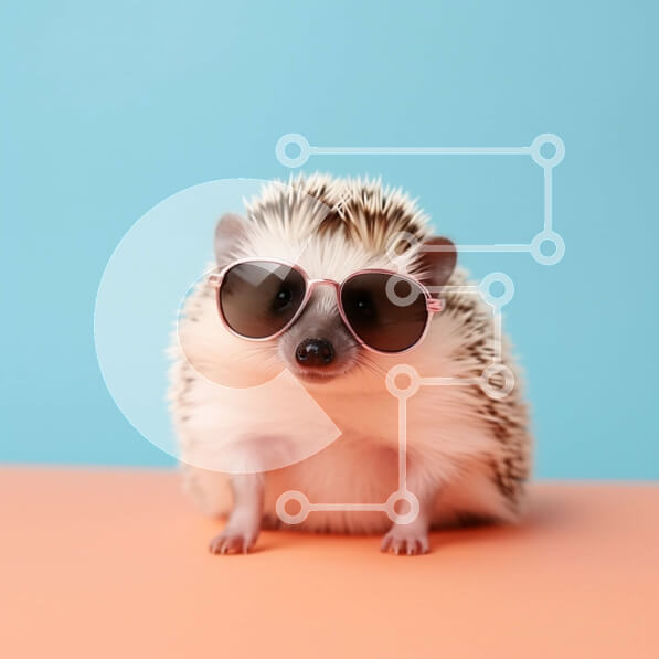 Intra Συλλεκτικό Ξύλινο Παζλ Plywood  4mm - Χαριτωμένη εικόνα ενός σκαντζόχοιρου με γυαλιά ηλίου σε ζωντανό φόντο Σε Ξύλινο Κουτί - Διαστάσεις: 10x10 cm – 25 κομμάτια