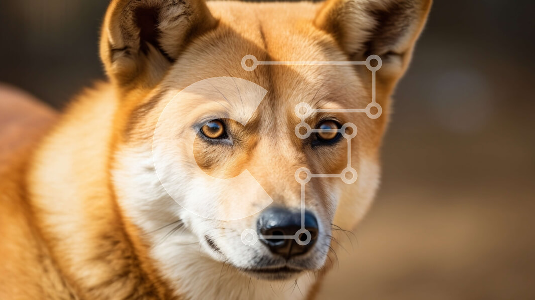 Σετ των 2 Intra Συλλεκτικό Ξύλινο Παζλ Plywood  4mm - Κοντινό πλάνο του προσώπου ενός κόκκινου Ντίνγκο Σε Ξύλινο Κουτί - Διαστάσεις: 10x10 cm – 25 κομμάτια