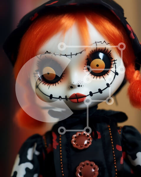 Intra Συλλεκτικό Ξύλινο Παζλ Plywood  4mm - Κούκλα αποκριών με κόκκινα μαλλιά και πορτοκαλί μάτια Σε Ξύλινο Κουτί - Διαστάσεις Puzzle: 10x10 cm – 25 κομμάτια