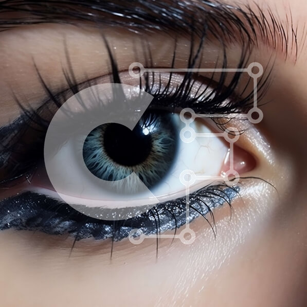 Σετ των 2 Intra Συλλεκτικό Ξύλινο Παζλ Plywood  4mm - Όμορφη κοντινή εικόνα ενός γυναικείου ματιού με μακριές βλεφαρίδες και μαύρο eyeliner Σε Ξύλινο Κουτί - Διαστάσεις: 10x10 cm – 25 κομμάτια