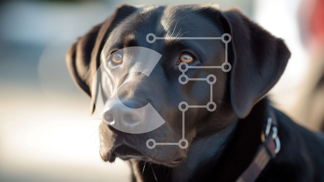 Intra Συλλεκτικό Ξύλινο Παζλ Plywood  4mm - Σοβαρός μαύρος σκύλος Labrador Retriever με καφέ μύτη και μάτια Σε Ξύλινο Κουτί - Διαστάσεις: 10x10 cm – 25 κομμάτια