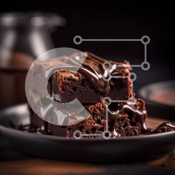 Σετ των 2 Intra Συλλεκτικό Ξύλινο Παζλ Plywood  4mm - Νόστιμη και δελεαστική στοίβα μπράουνις με γλάσο σοκολάτας Σε Ξύλινο Κουτί - Διαστάσεις: 10x10 cm – 25 κομμάτια